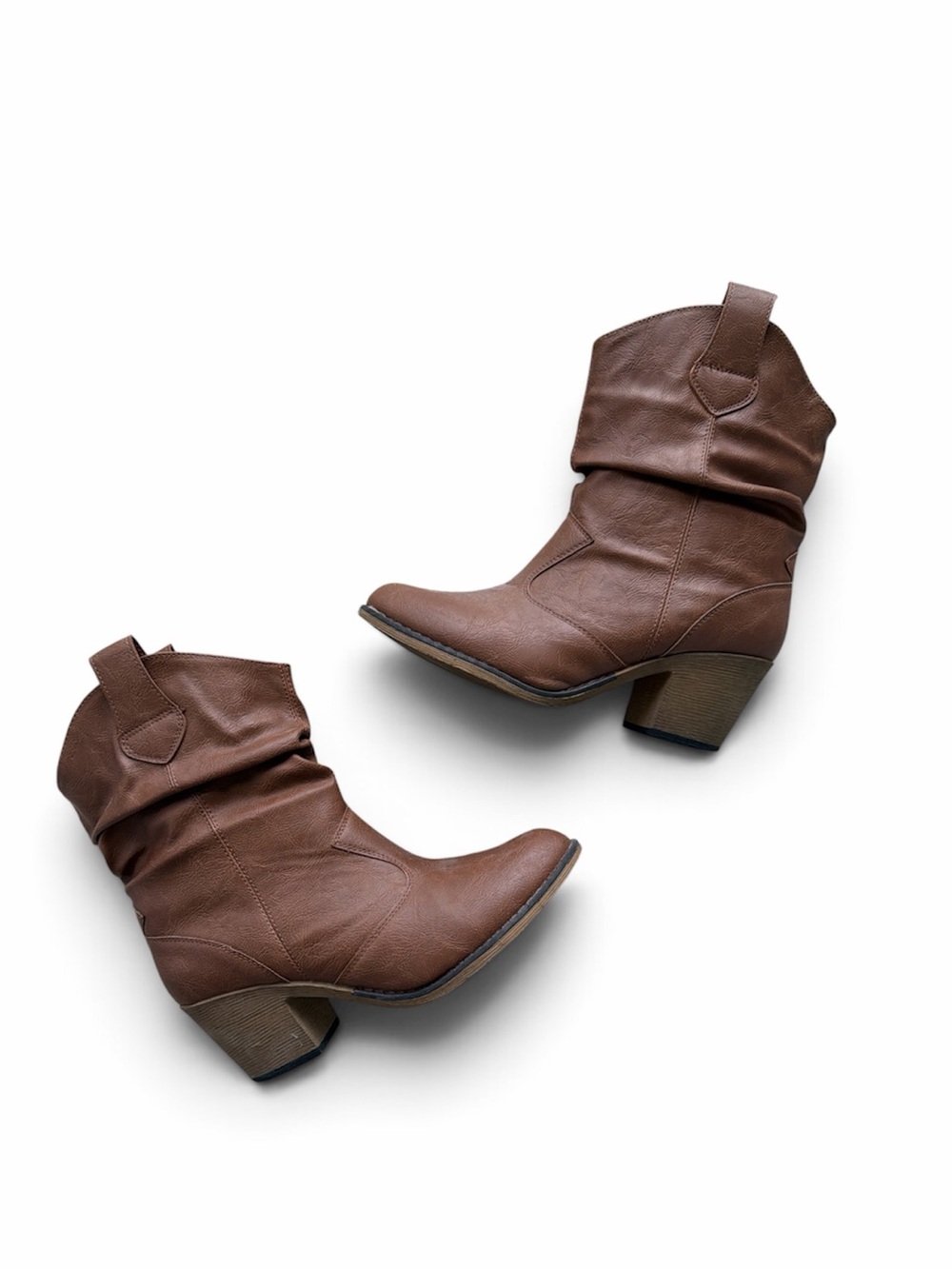 Charles Albert Brown Slouchy Western Ankle Boots Size 8